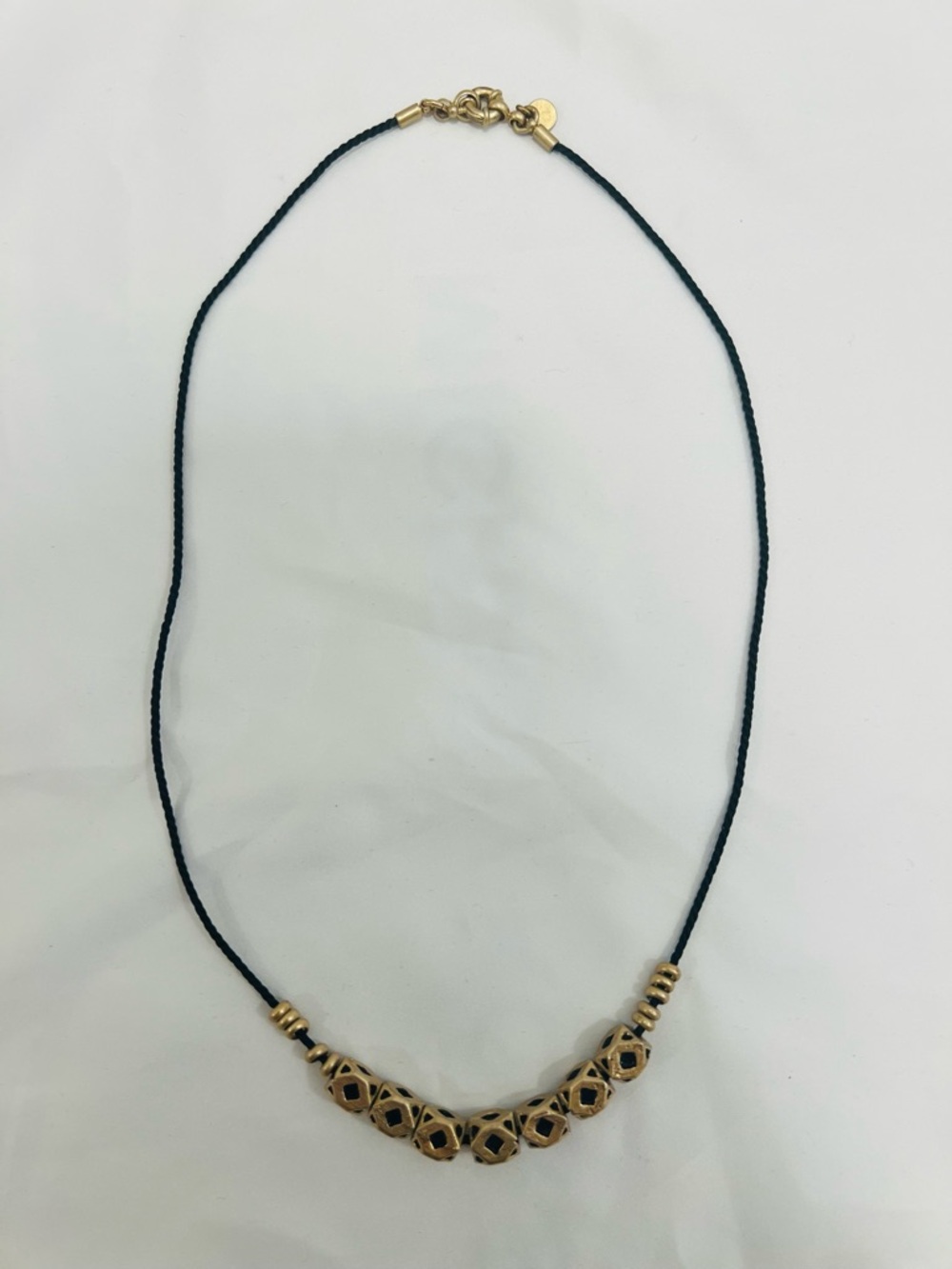 Madewell Gold Bead Pendant Necklace on Black Cord